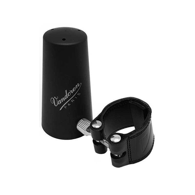 Abrazadera y boquillero VANDOREN Cuero para clarinete bajo