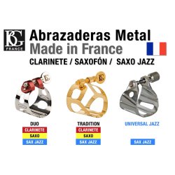 Abrazadera y boquillero BG L57 plateada para saxofón soprano-2