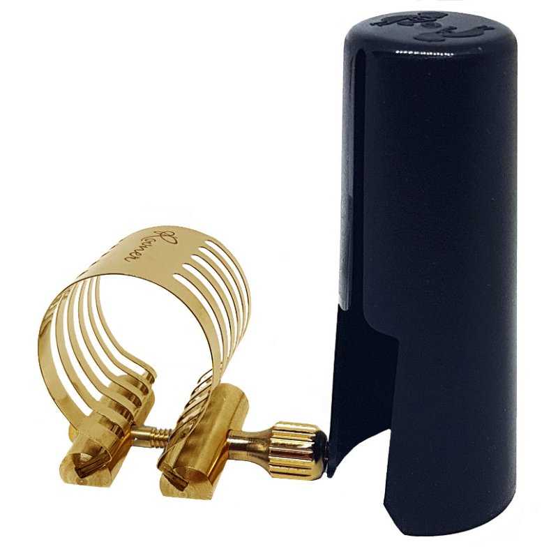 Abrazadera y boquillero ROVNER PLATINUM Gold para clarinete bajo