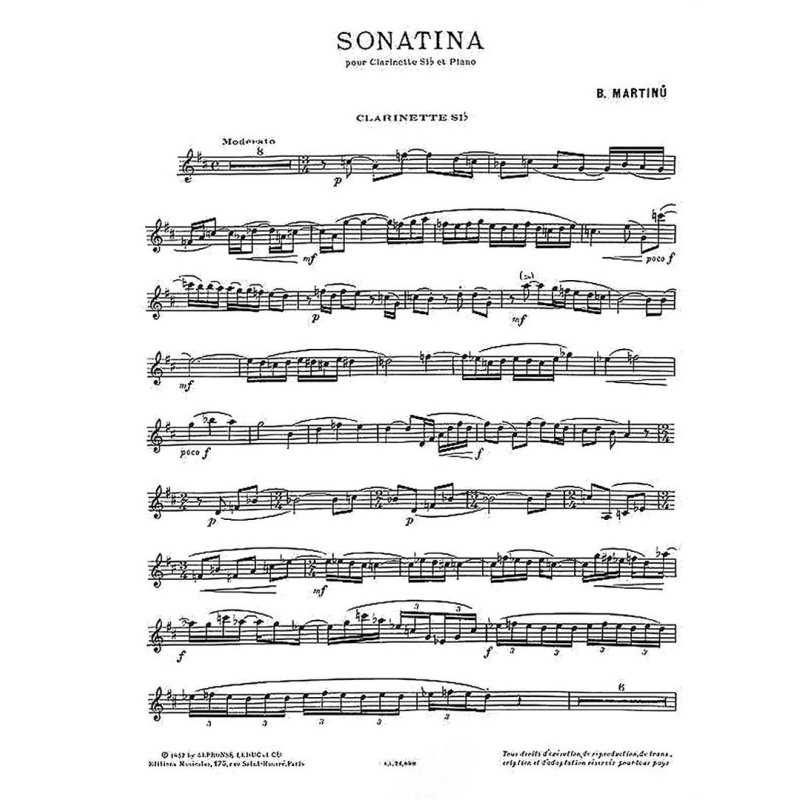 Sonatina para clarinete y piano Bohuslav MARTINU-0