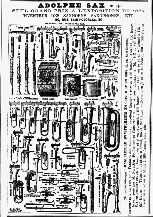 Tipos de Saxofon del inventor Adolphe Sax
