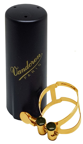 Abrazadera y boquillero VANDOREN M/O Dorada para saxofón tenor