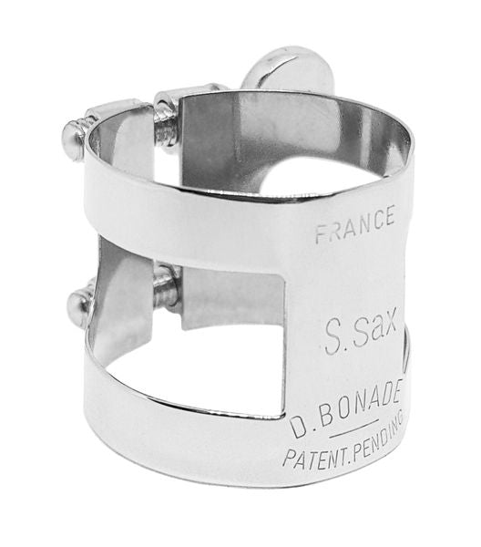 Abrazadera BONADE invertida plateada para saxofón soprano-0