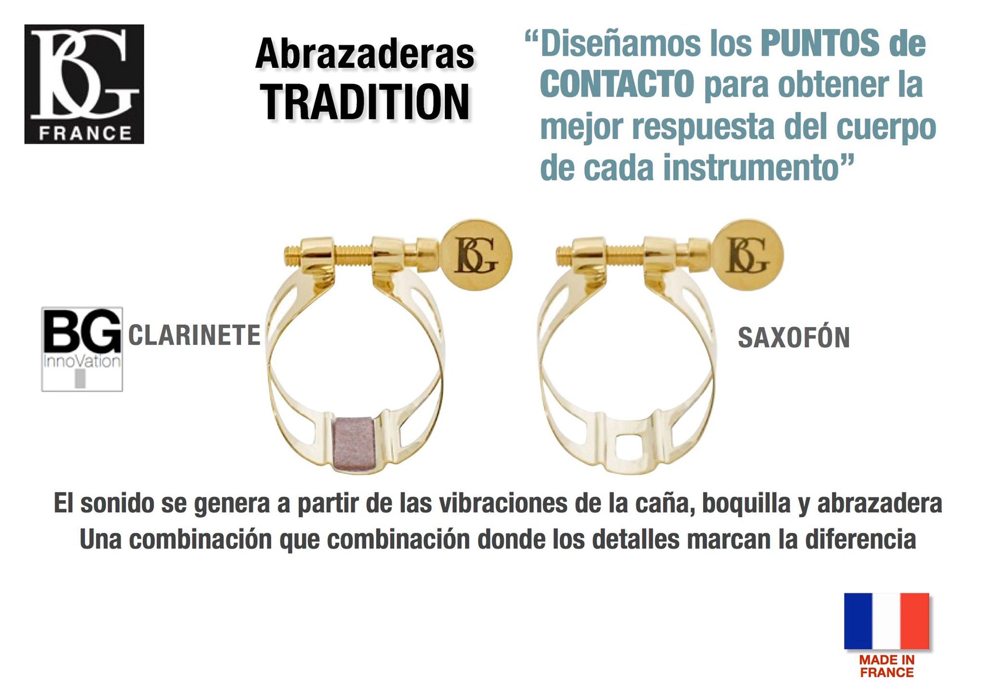 Abrazadera y boquillero BG L47 Tradition para saxofón tenor-1