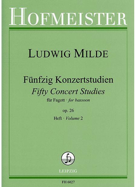 Femtio konsertstudier Op. 26 för fagott Vol. 2 L. MILDE