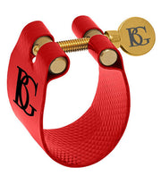 Abrazadera y boquillero BG FLEX LFA roja para saxofón alto