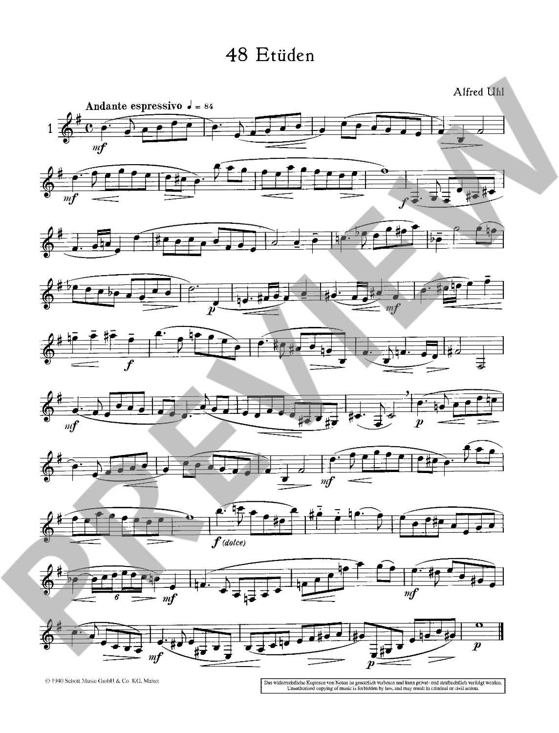48 Estudios para Clarinete, Libro 1, A. UHL-0