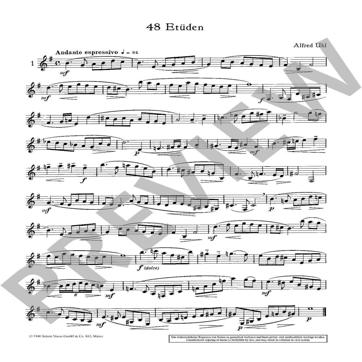 48 Estudios para Clarinete, Libro 1, A. UHL-0