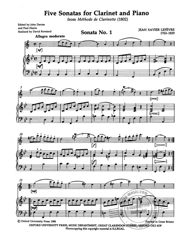 Cinco Sonatas para Clarinete y Piano X. LEFÉVRE-0