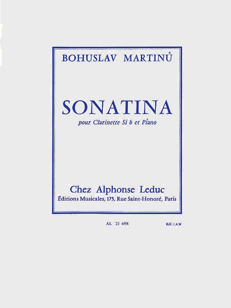 Sonatina para clarinete y piano Bohuslav MARTINU