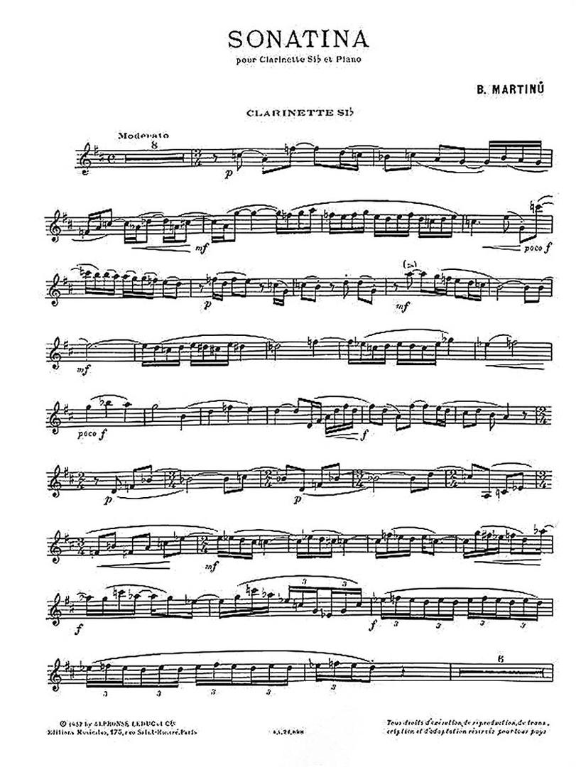 Sonatina para clarinete y piano Bohuslav MARTINU-0