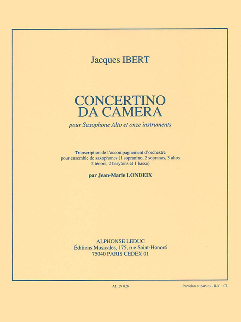 Concertino da Camera para Saxofón Alto y Ensemble de Saxofones IBERT