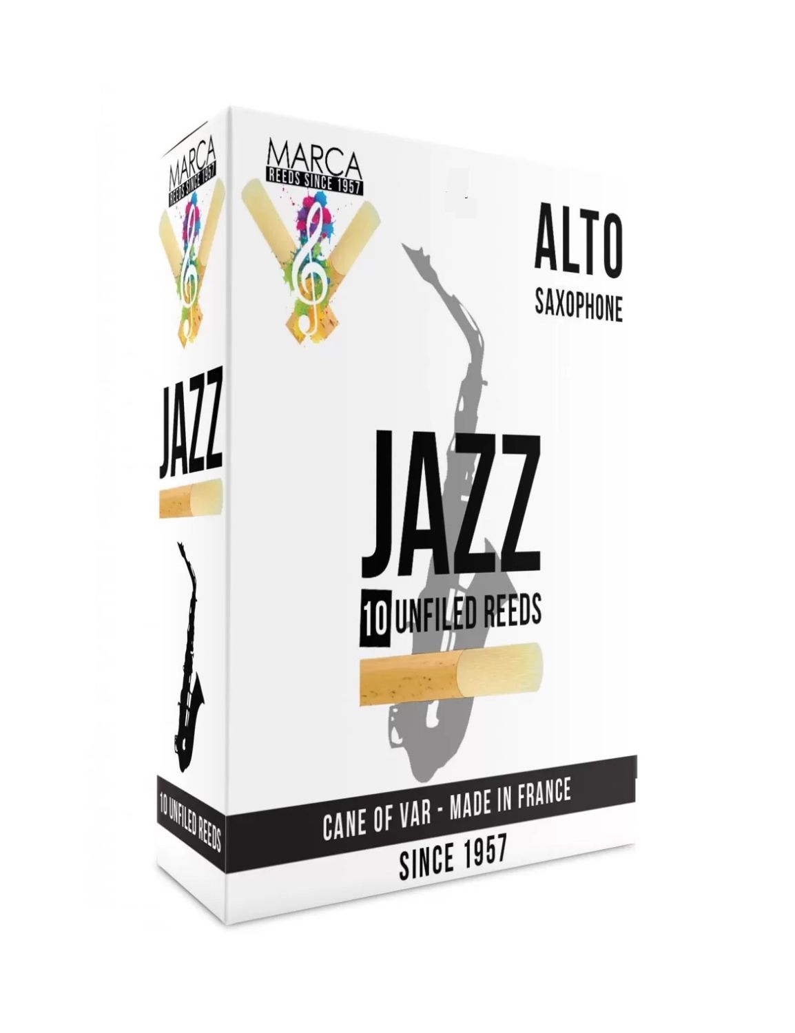 Caja de 10 cañas MARCA Jazz Unfiled para Saxofón Alto