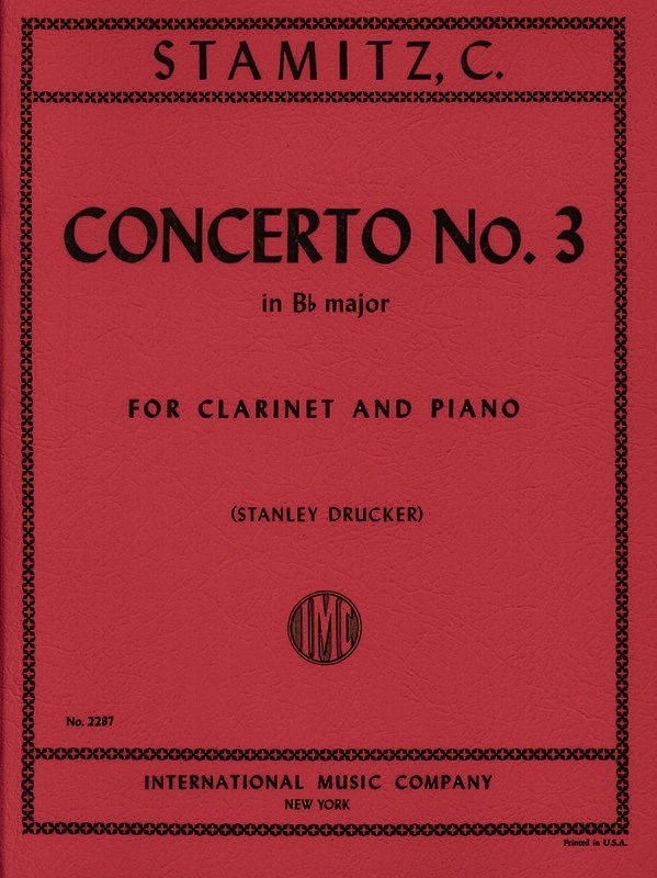 Concerto No. 3 in Bb major For Clarinet and Piano CARL STAMITZ