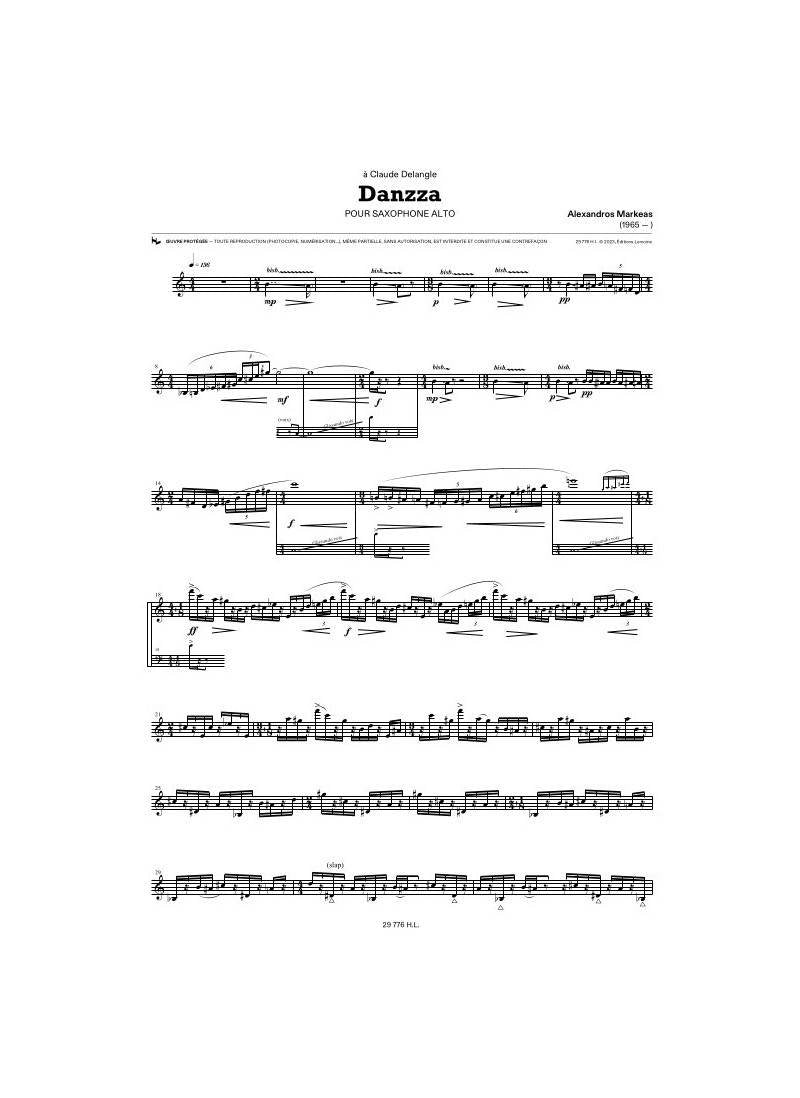 Danzza para Saxofón Alto Solo MARKEAS