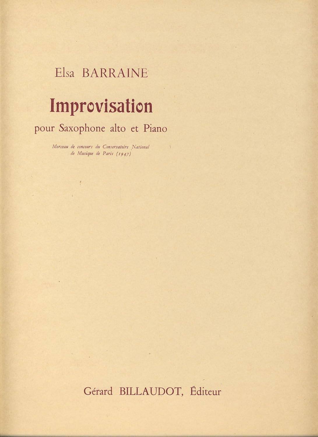 Improvisation para saxofón alto y piano ELSA BARRAINE