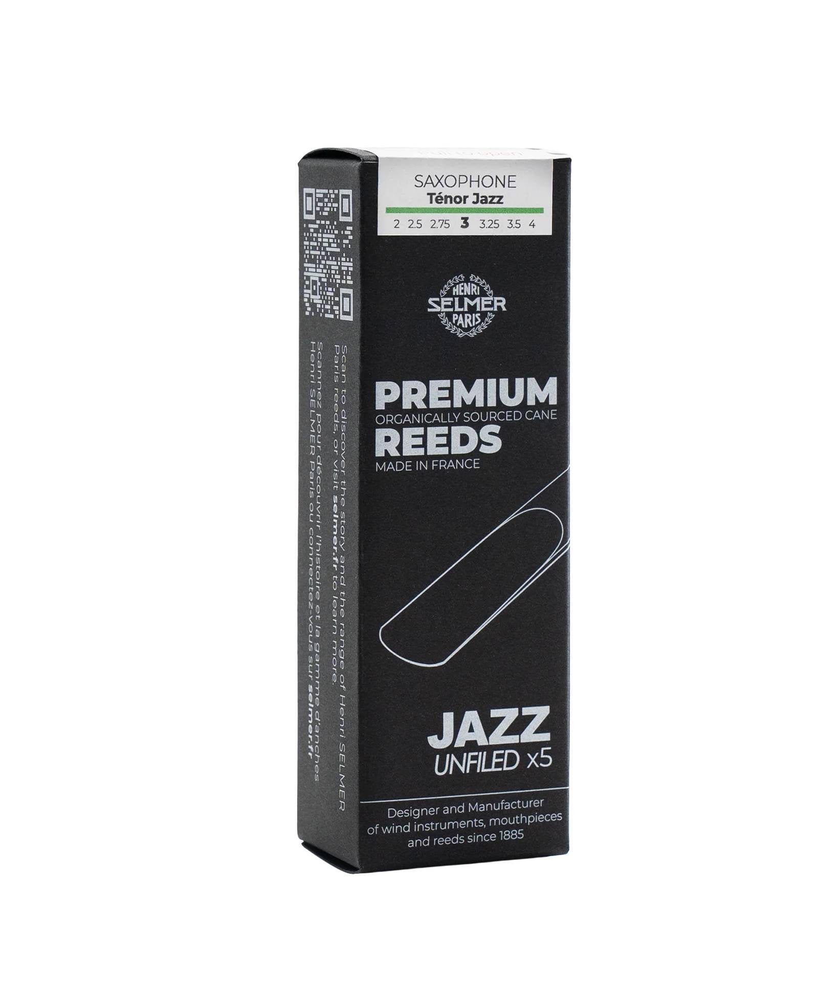 Caixa de 5 palhetas SELMER Premium Jazz Unfiled 3.25 Saxofone Tenor
