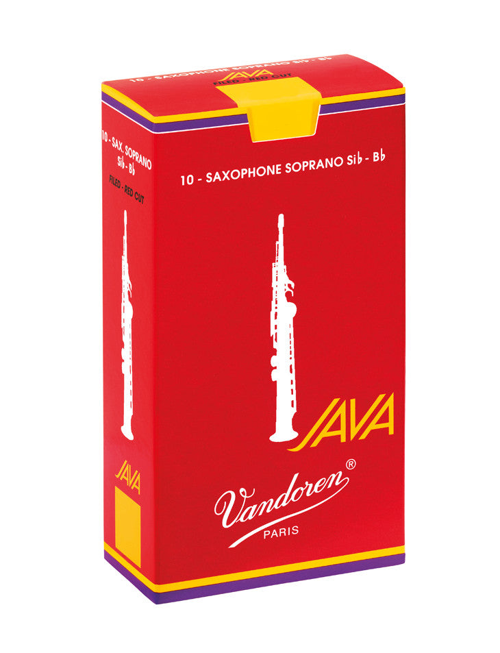 Caja de 10 cañas VANDOREN Java roja para saxofón soprano