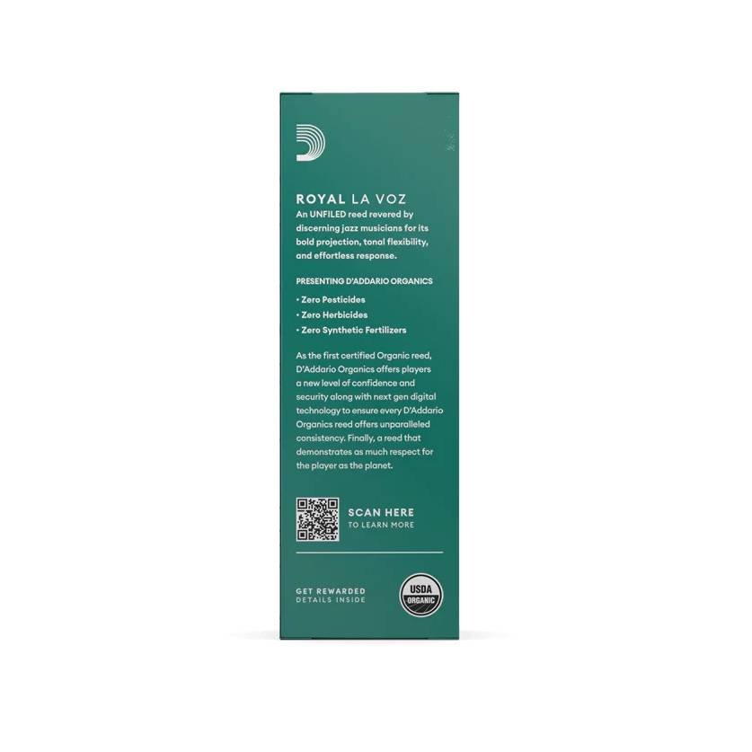 Caja 5 cañas D'ADDARIO Royal LA VOZ Organic Saxofón Tenor