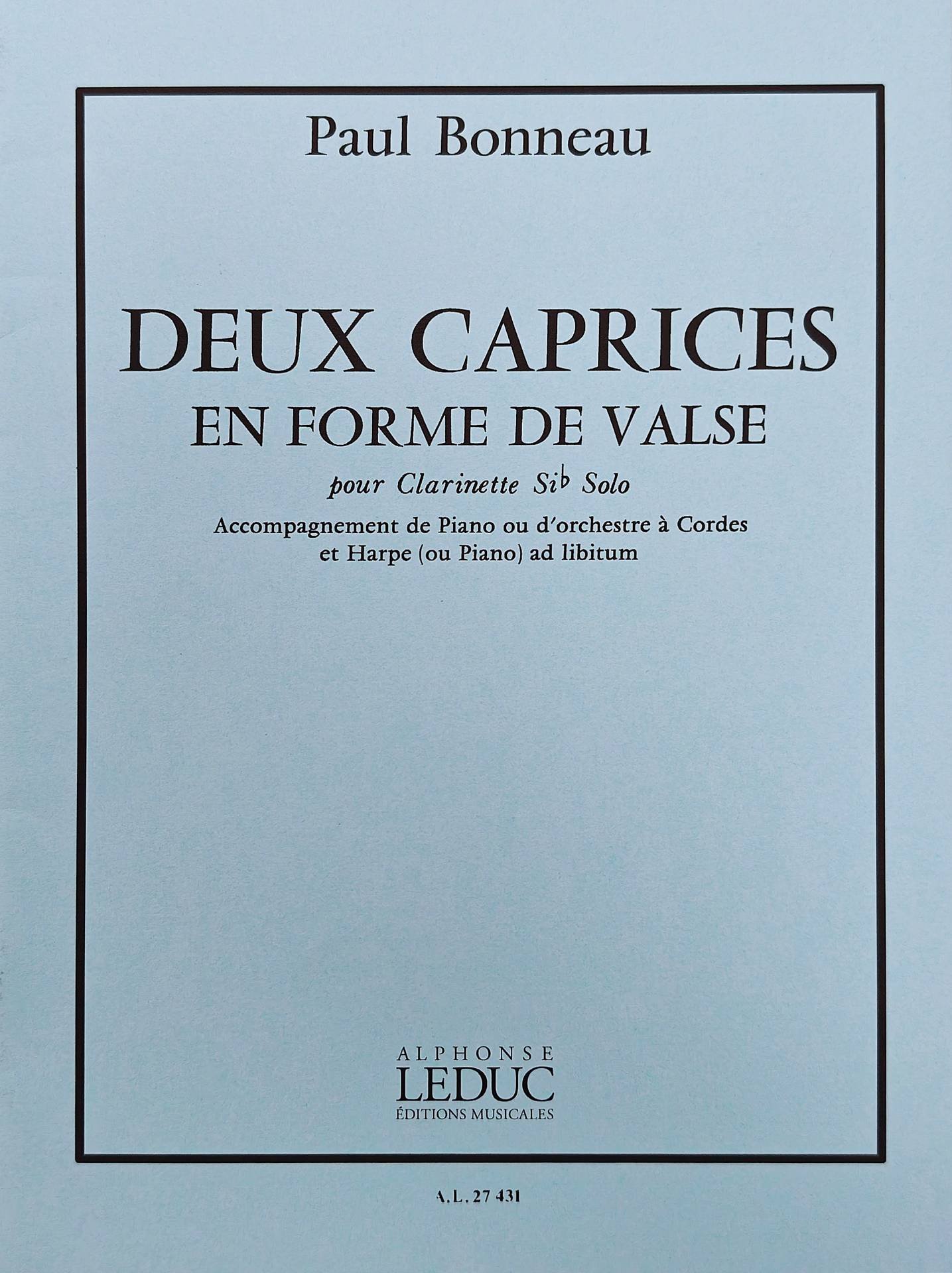 Deux caprices en forme de valse for Bb Clarinet PAUL BONNEAU