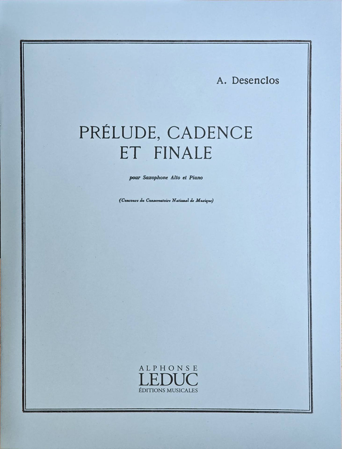 Prélude, Cadence et Finale pour saxophone DESENCLOS